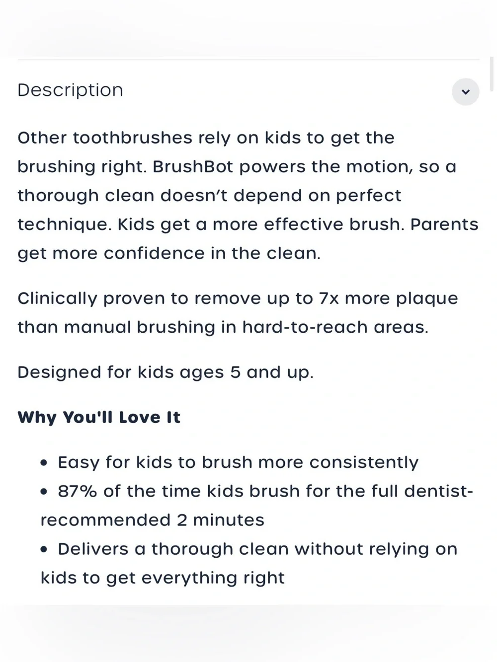 Willo BrushBot Kid’s Toothbrush Handle (not brush head) with charging base